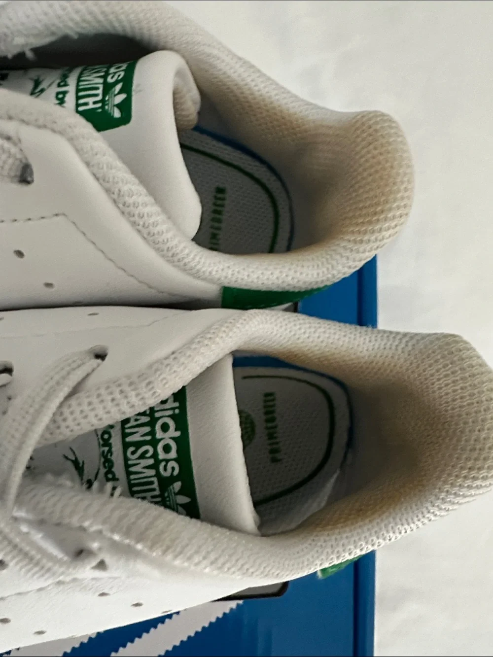 adidas Kids White Leather Sneakers with Green Tongue Logo